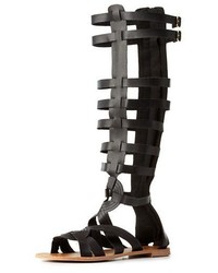 Qupid Flat Knee High Gladiator Sandals