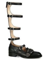 Gucci Queercore Buckle Leather Gladiator Knee High Boots