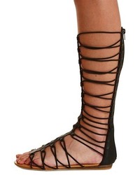 Bamboo Strappy Elastic Tall Gladiator Sandals