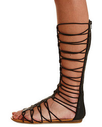 Bamboo Strappy Elastic Tall Gladiator Sandals