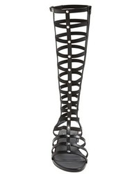 Black Leather Knee High Gladiator Sandals: Gladiator Sandal by Stuart ...