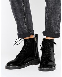 Asos Antartica Leather Lace Up Ankle Boots