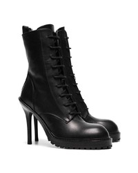 Ann Demeulemeester Black 100 Laceup Leather Stiletto Boots