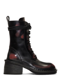 Ann Demeulemeester Black And Red Combat Boots