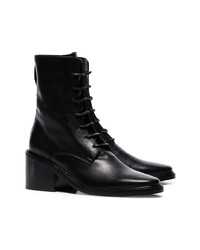 Ann Demeulemeester Black Lace Up Leather Ankle Boots