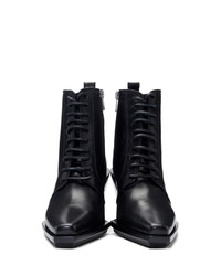 Ann Demeulemeester Black Lace Up Wedge Ankle Boots