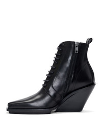 Ann Demeulemeester Black Lace Up Wedge Ankle Boots