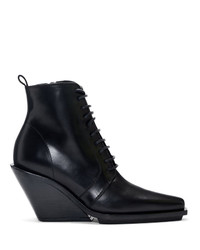 Ann Demeulemeester Black Lace Up Wedge Boots