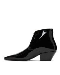 Saint Laurent Black Patent Belle Laced Boots