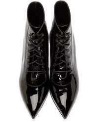 Saint Laurent Black Patent Cat Ankle Boots