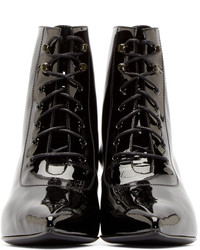 Saint Laurent Black Patent Cat Ankle Boots