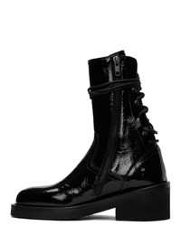 Ann Demeulemeester Black Patent Crinkle Boots