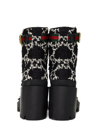 Gucci Black Tweed Gg Ankle Boots