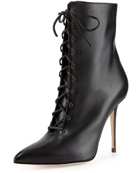 Manolo Blahnik Bordin Pointed Lace Up Bootie