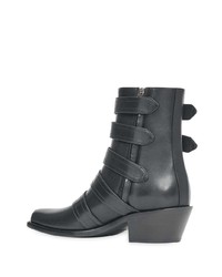 Burberry Buckled Leather Peep Toe Ankle Boots