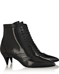 Saint Laurent Cat Brogue Style Leather Ankle Boots
