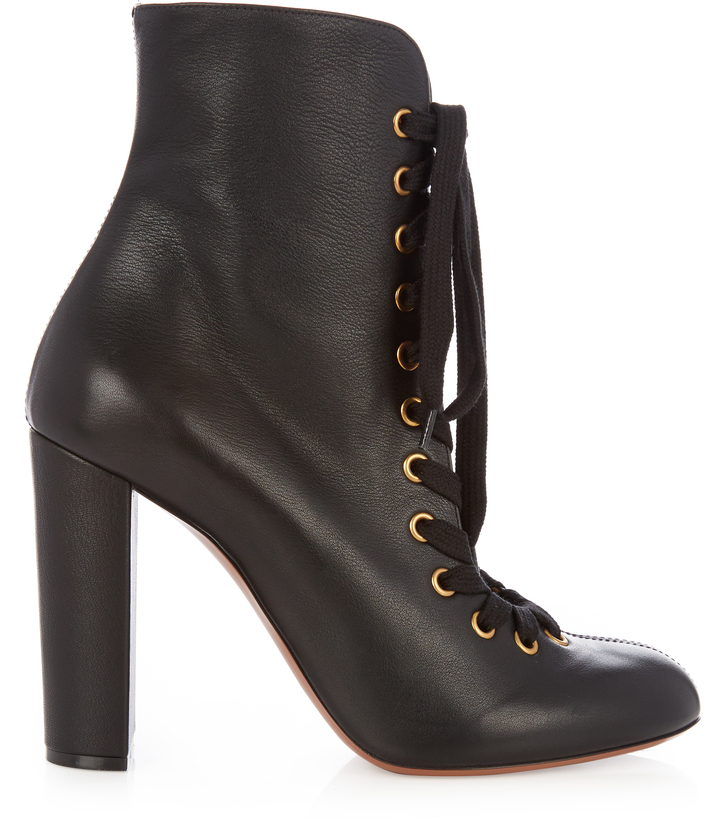 Chloé Chlo Miles Lace Up Leather Ankle Boots, $446 | MATCHESFASHION.COM ...