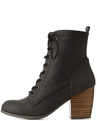 Charlotte Russe Chunky Heel Lace Up Booties