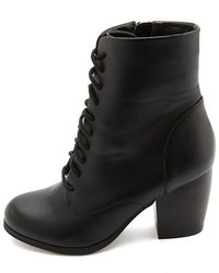 Charlotte Russe Chunky Heeled Lace Up Booties