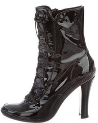 Celine Cline Patent Leather Lace Up Ankle Boots