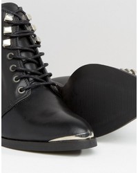 Pieces Derta Lace Up Mid Heeled Ankle Boots