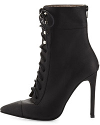 Jeffrey Campbell Elphaba Grainy Leather Lace Up Bootie Black