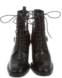 Robert Clergerie Embossed Lace Up Ankle Boots