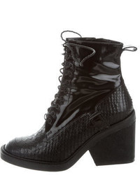 Robert Clergerie Embossed Lace Up Ankle Boots