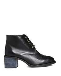 F-Troupe Black Leather Lace Up Heeled Boots Black