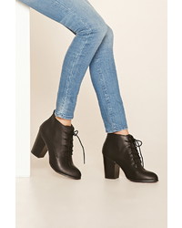 Forever 21 Faux Leather Lace Up Booties