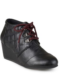 Journee Collection Fold Quilted Lace Up Wedge Ankle Boots