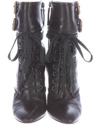 Guiseppe Zanotti X Balmain Lace Up Leather Ankle Boots
