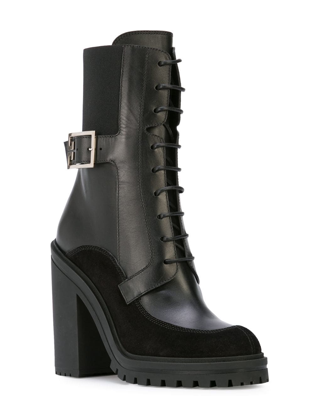DKNY Basia Buckled Quilted Block-heel Combat Boots in Black | Lyst