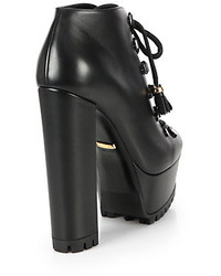 Gucci Kayla Lace Up Leather Platform Ankle Boots