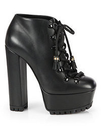 Gucci Kayla Lace Up Leather Platform Ankle Boots