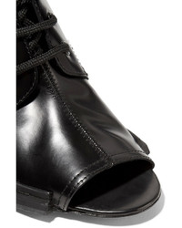 Maison Margiela Lace Up Glossed Leather Ankle Boots