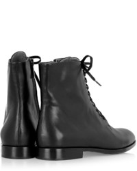 Jil Sander Navy Lace Up Leather Ankle Boots