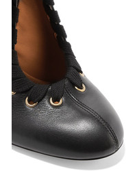 Chloé Lace Up Leather Ankle Boots Black