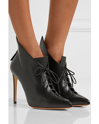 Francesco Russo Lace Up Leather Ankle Boots Black
