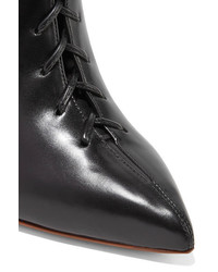 Francesco Russo Lace Up Leather Ankle Boots Black