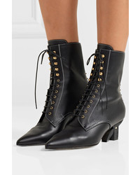 Loewe Lace Up Leather Ankle Boots Black