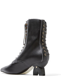 Loewe Lace Up Leather Ankle Boots Black