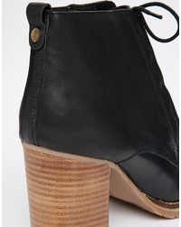 Ravel Lace Up Leather Mid Heeled Ankle Boots