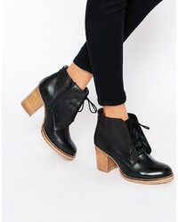 Ravel Lace Up Leather Mid Heeled Ankle Boots
