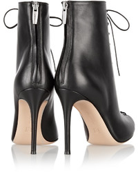 Gianvito Rossi Lace Up Leather Peep Toe Ankle Boots