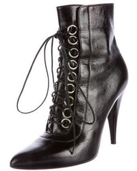 Saint Laurent Lace Up Patent Leather Ankle Boots