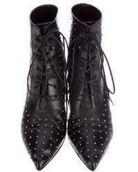 Saint Laurent Lace Up Stud Embellished Ankle Boots