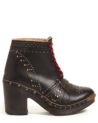 Burberry Lace Up Studded Leather Ankle Boots