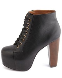 Charlotte Russe Lace Up Wooden Heel Bootie