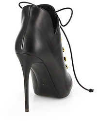 Giuseppe Zanotti Leather Crystal Detail Lace Up Booties